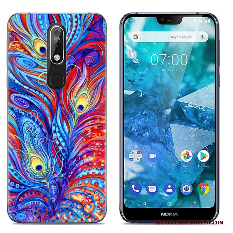 Nokia 7.1 Zacht Kleur Hoesje Doorzichtig Mobiele Telefoon Spotprent Telefoon