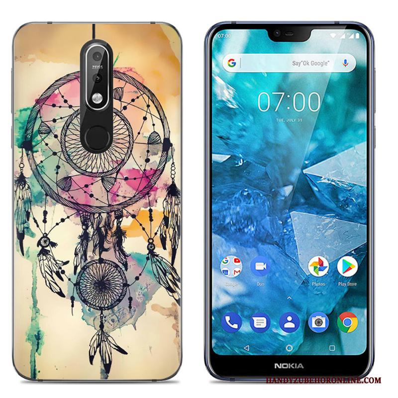 Nokia 7.1 Zacht Kleur Hoesje Doorzichtig Mobiele Telefoon Spotprent Telefoon