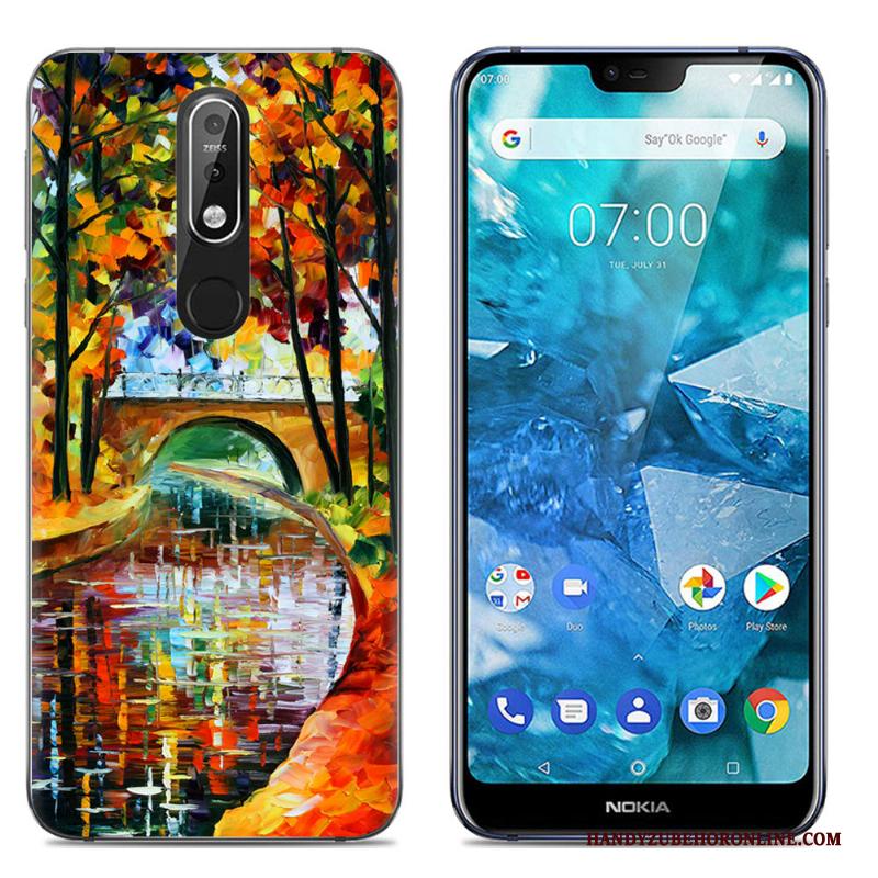 Nokia 7.1 Zacht Kleur Hoesje Doorzichtig Mobiele Telefoon Spotprent Telefoon