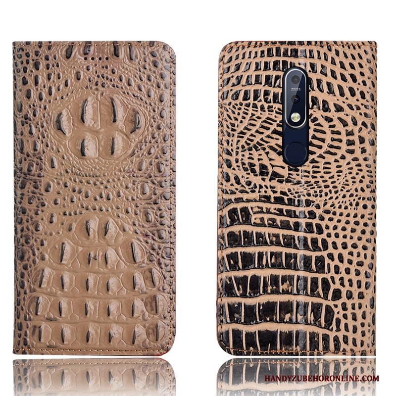 Nokia 7.1 Zwart Hoes Hoesje Telefoon All Inclusive Leren Etui Krokodil Folio