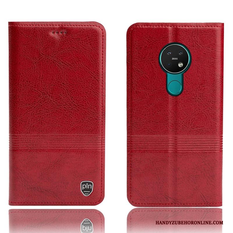 Nokia 7.2 Hoesje Hoes Rood Anti-fall All Inclusive Leren Etui Folio Bescherming