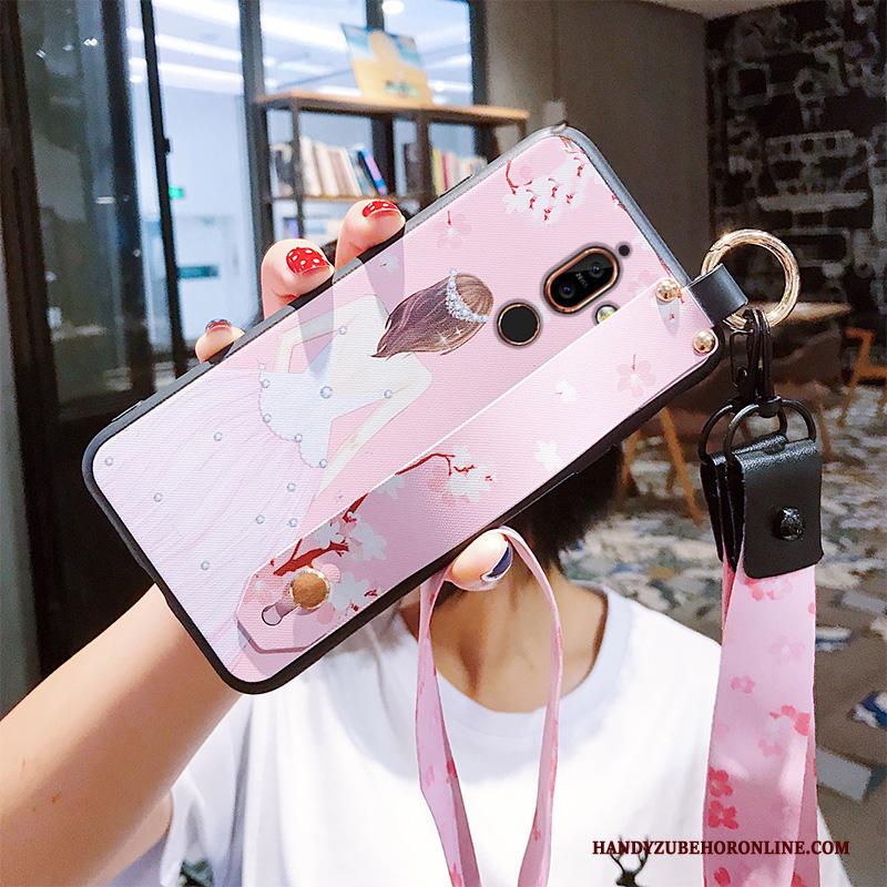 Nokia 7 Plus Chinese Stijl Purper Hoesje Telefoon Anti-fall Hanger