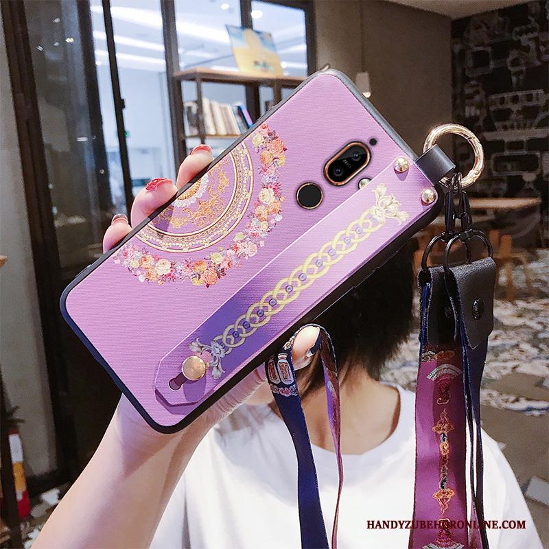 Nokia 7 Plus Chinese Stijl Purper Hoesje Telefoon Anti-fall Hanger