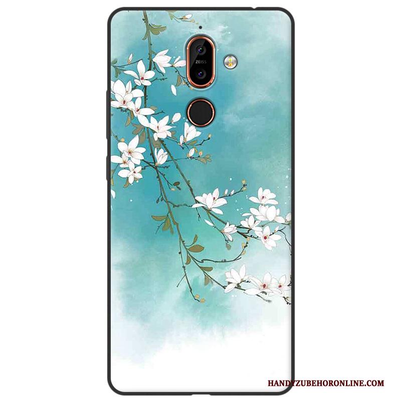 Nokia 7 Plus Hoesje Roze Kunst Anti-fall Siliconen Schrobben Telefoon