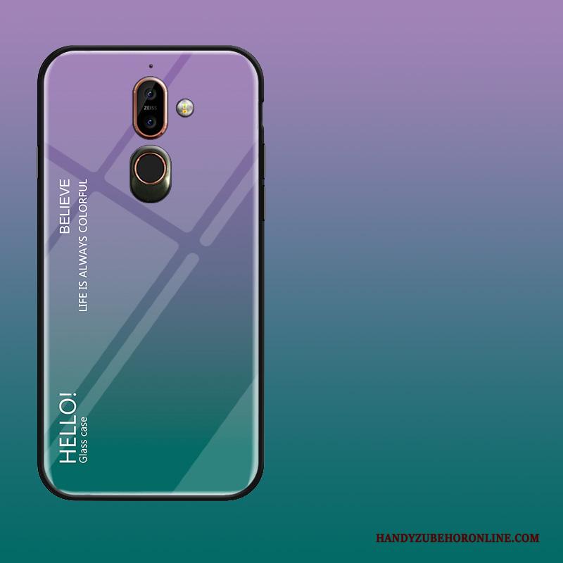 Nokia 7 Plus Hoesje Telefoon Bescherming Verloop Scheppend Glas Anti-fall Purper