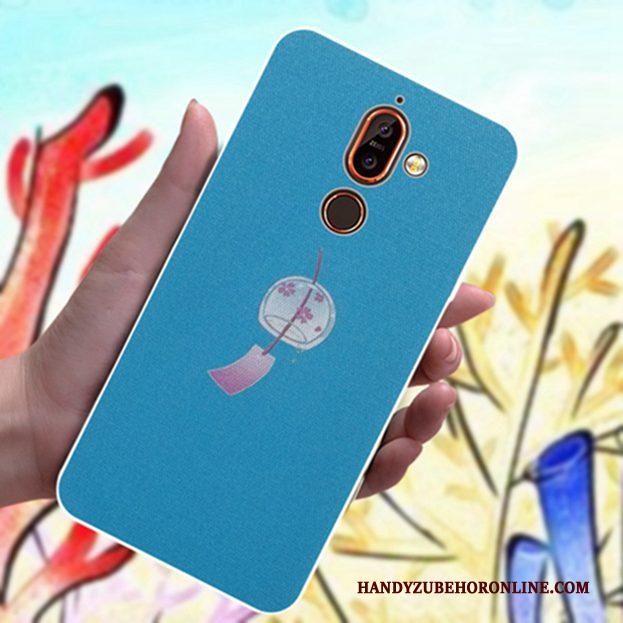 Nokia 7 Plus Hoesje Telefoon Patroon Pas Spotprent Mooie Anti-fall Blauw