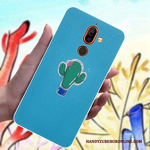 Nokia 7 Plus Hoesje Telefoon Patroon Pas Spotprent Mooie Anti-fall Blauw