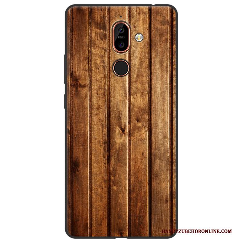 Nokia 7 Plus Siliconen Geschilderd All Inclusive Hout Hoes Houtnerf Hoesje