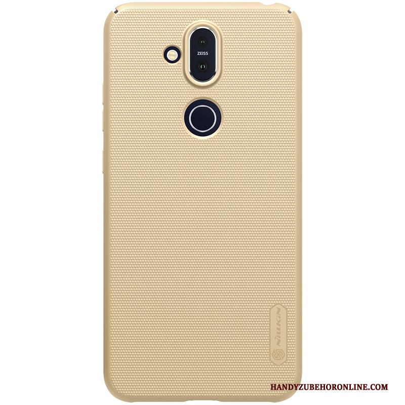 Nokia 8.1 Hoes Hard Goud Hoesje Telefoon Schrobben Bescherming Rood