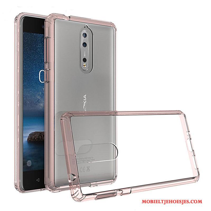 Nokia 8 Europa Hoesje Telefoon Roze Omlijsting Doorzichtig Bescherming Scheppend