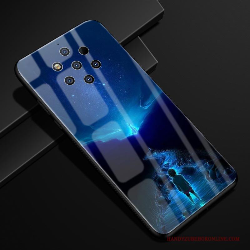 Nokia 9 Pureview Anti-fall Hoesje Telefoon Patroon Blauw Scheppend Glas Bescherming