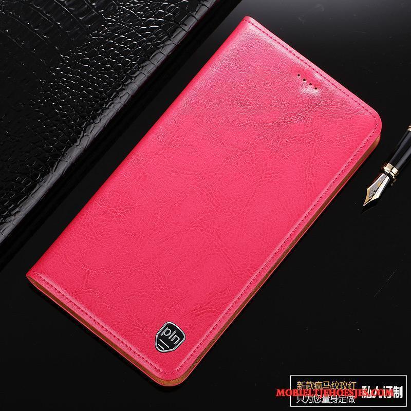 Redmi 5a Hoesje Folio Leren Etui Mobiele Telefoon Echt Leer Bescherming Rood Hoes