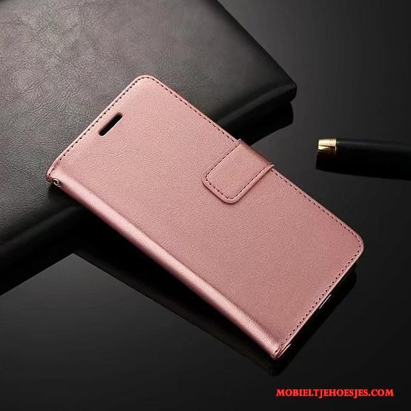 Redmi 5a Lichtblauw Folio Leren Etui Hanger Hoesje Telefoon Kunstleer Rood