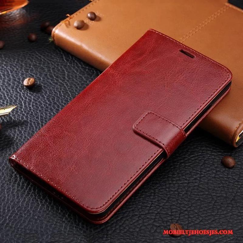 Redmi 5a Lichtblauw Folio Leren Etui Hanger Hoesje Telefoon Kunstleer Rood