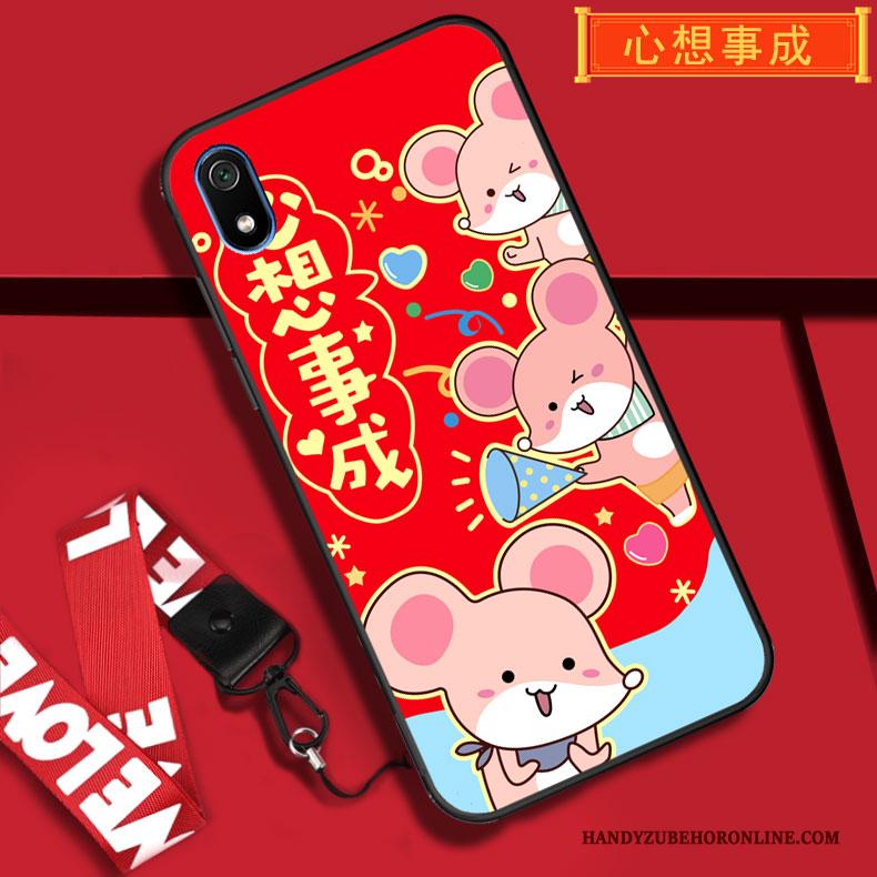 Redmi 7a Hoesje Hoes Spotprent All Inclusive Zacht Hanger Anti-fall Rood