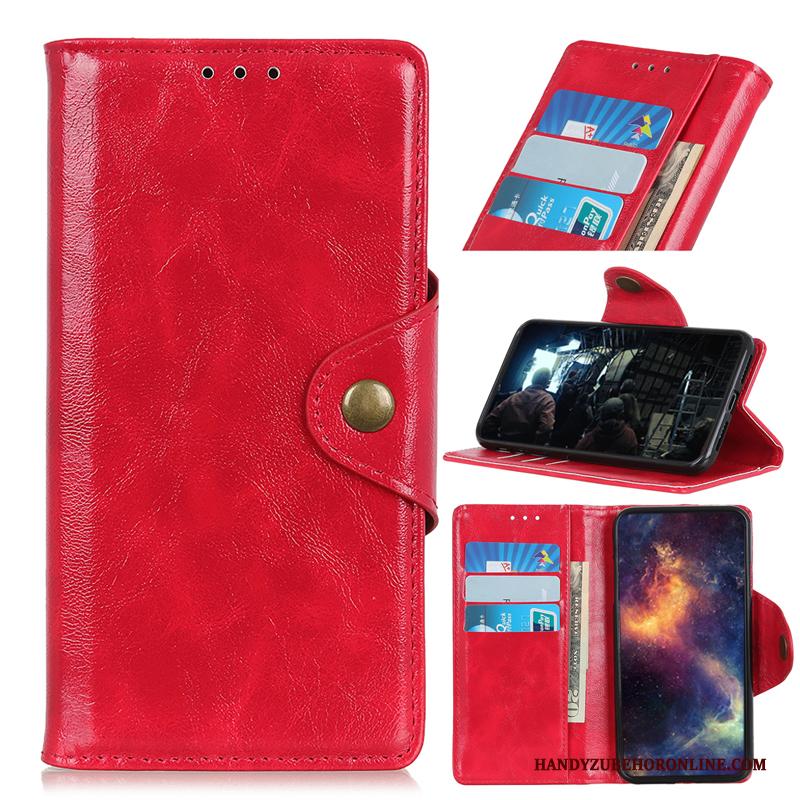 Redmi 7a Hoesje Mini Bescherming Echt Leer Rood Folio Mobiele Telefoon Hoes