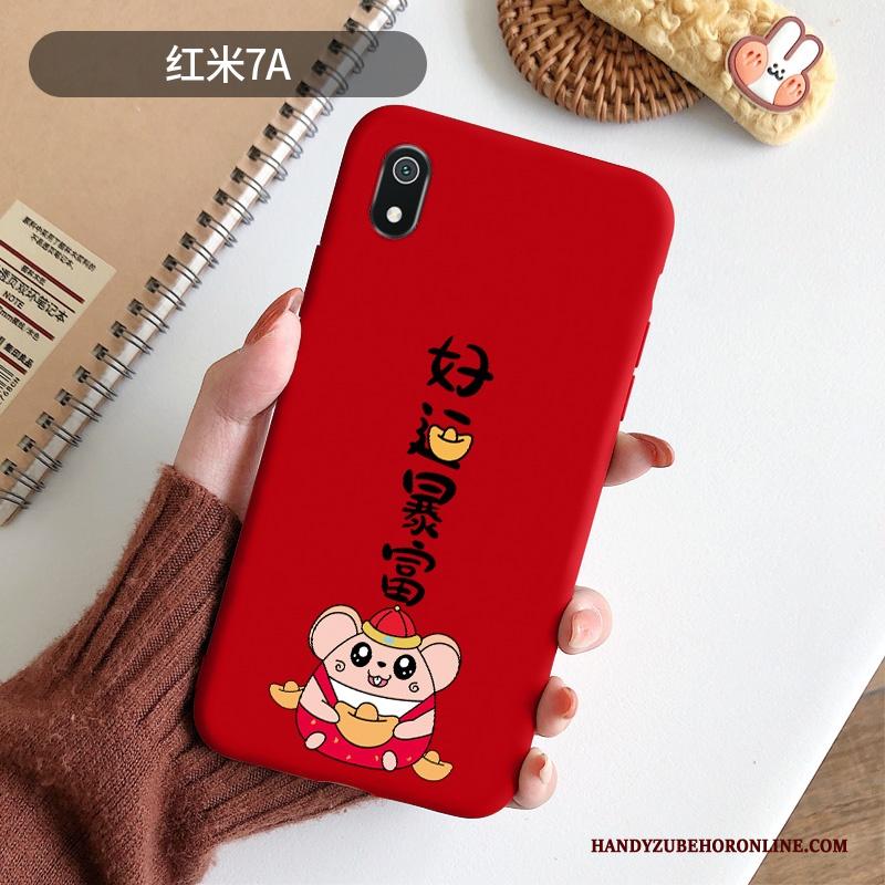 Redmi 7a Hoesje Mooie Scheppend Spotprent Zacht Grote Rood Chinese Stijl