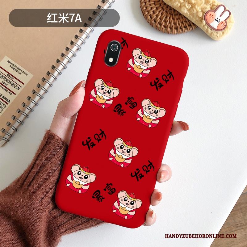 Redmi 7a Hoesje Mooie Scheppend Spotprent Zacht Grote Rood Chinese Stijl