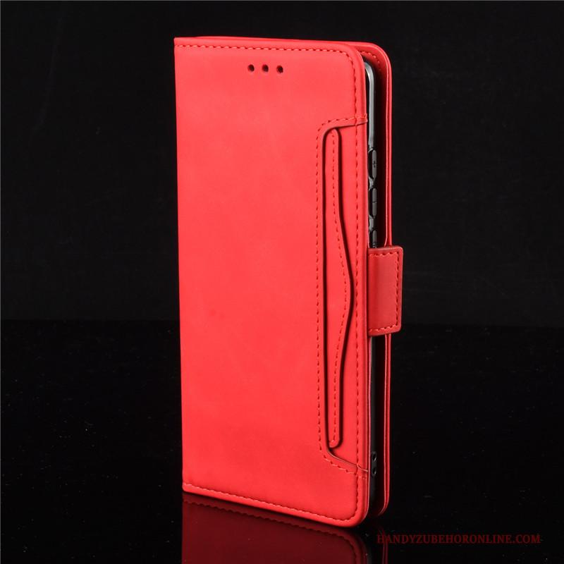 Redmi 8 Hoesje Hoes Portemonnee Rood Bescherming Leren Etui Roze Mini