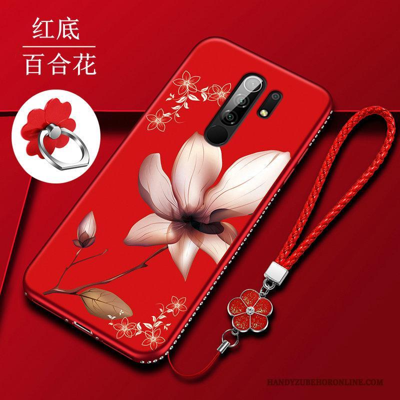 Redmi 9 All Inclusive Bescherming Zacht Hoesje Telefoon Kunst Siliconen Rood