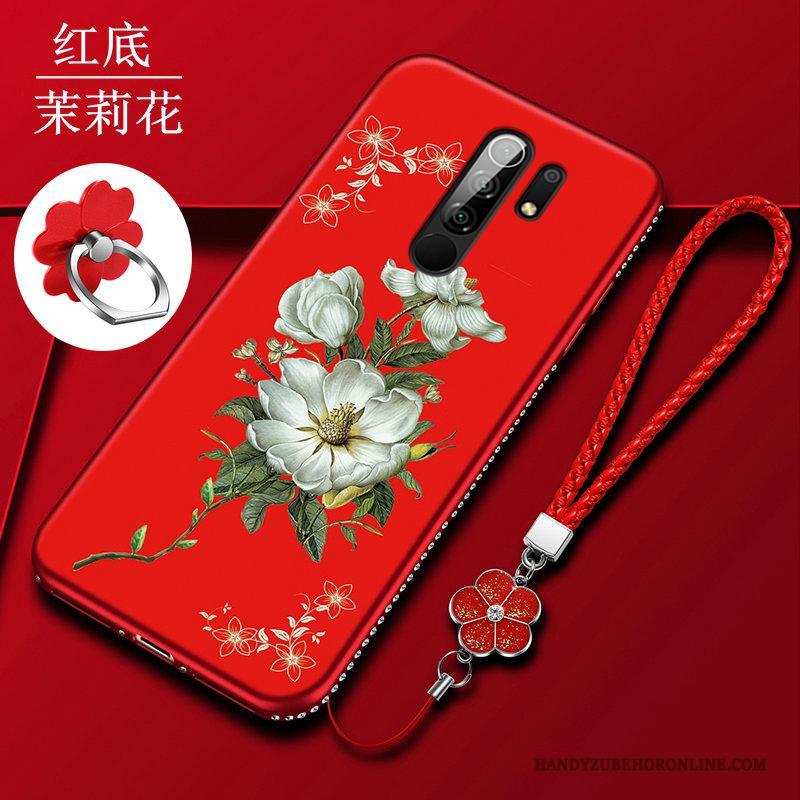 Redmi 9 All Inclusive Bescherming Zacht Hoesje Telefoon Kunst Siliconen Rood