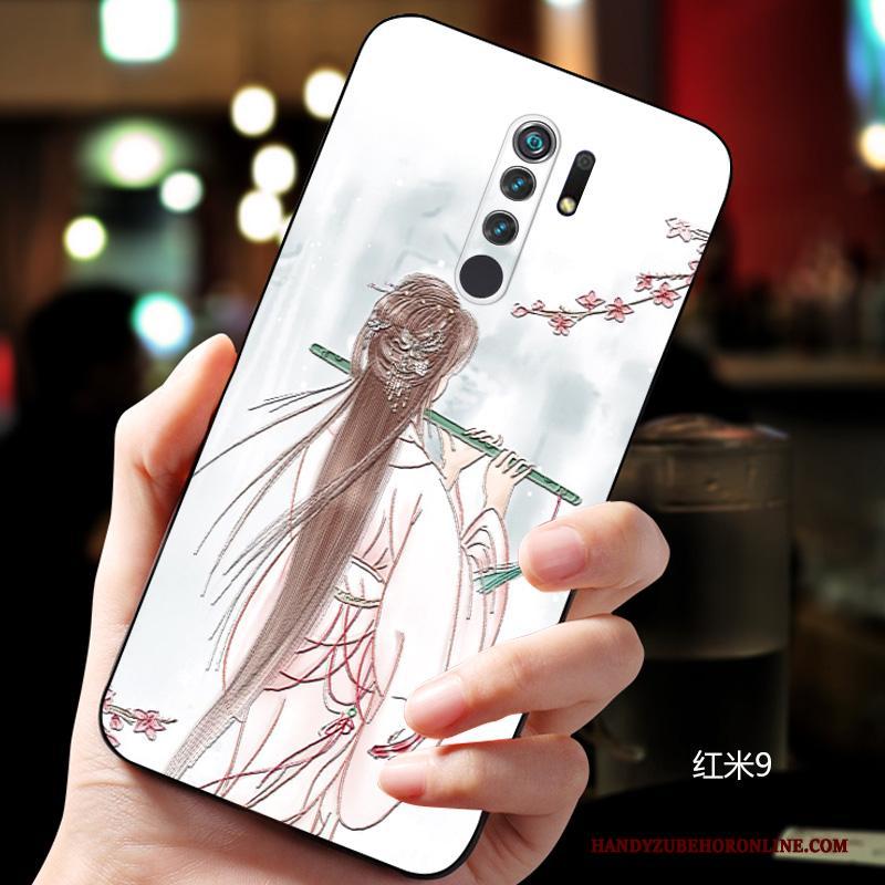 Redmi 9 Hoesje Rood Schrobben Bescherming Trendy Merk Scheppend Dun Chinese Stijl