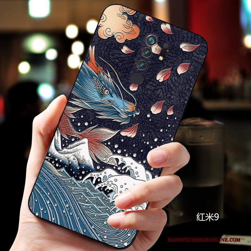 Redmi 9 Hoesje Rood Schrobben Bescherming Trendy Merk Scheppend Dun Chinese Stijl