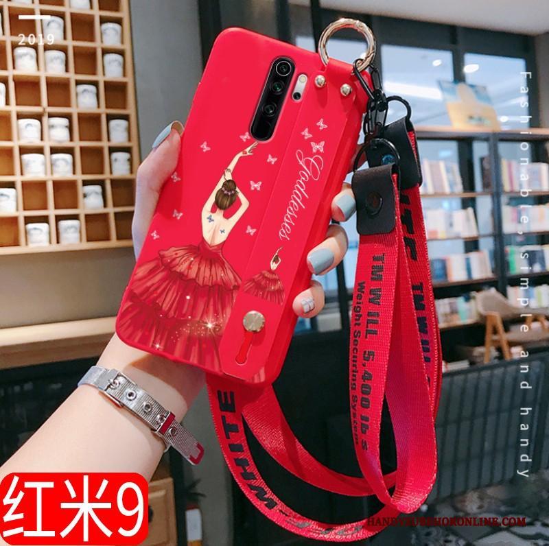 Redmi 9 Hoesje Zacht Mode Bescherming Chinese Stijl Hoes Rood Schrobben