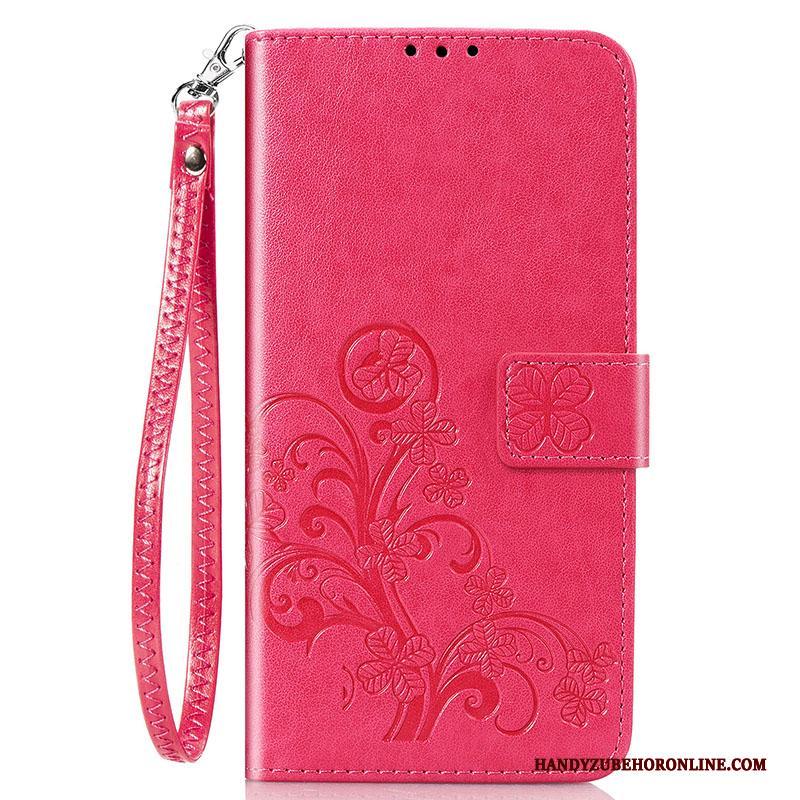 Redmi 9 Roze Hoesje Telefoon Bescherming Rood Mini Leren Etui Hanger