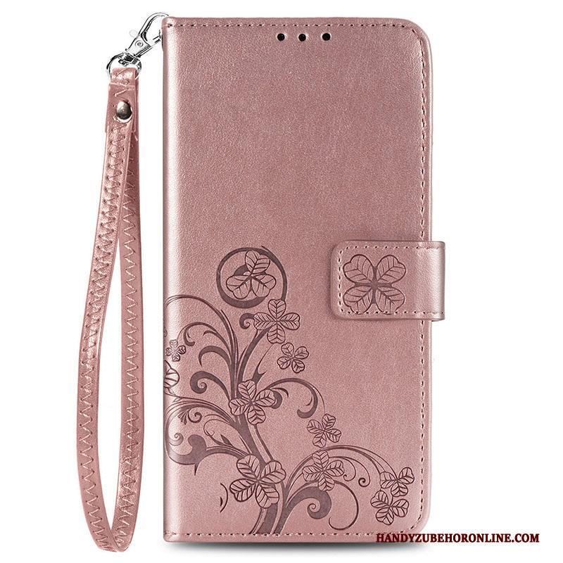 Redmi 9 Roze Hoesje Telefoon Bescherming Rood Mini Leren Etui Hanger