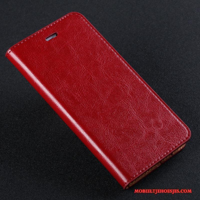 Redmi Note 4x Clamshell Mini Hoesje Telefoon Bruin Rood Bescherming Leren Etui