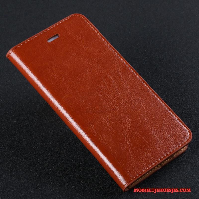 Redmi Note 4x Clamshell Mini Hoesje Telefoon Bruin Rood Bescherming Leren Etui