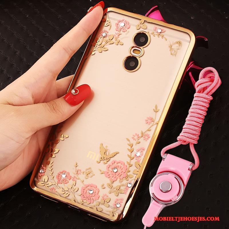 Redmi Note 4x Hoesje Mini Met Strass Mobiele Telefoon Hanger Rood Hoes Goud