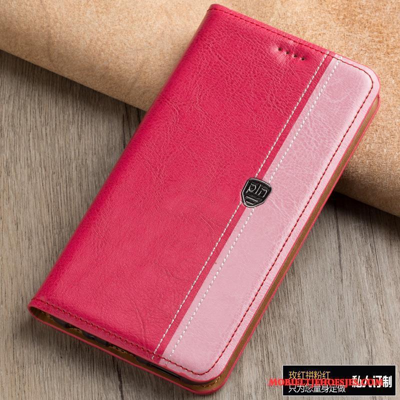 Redmi Note 4x Hoesje Mobiele Telefoon Hoes Rood Echt Leer Leren Etui Anti-fall Mini