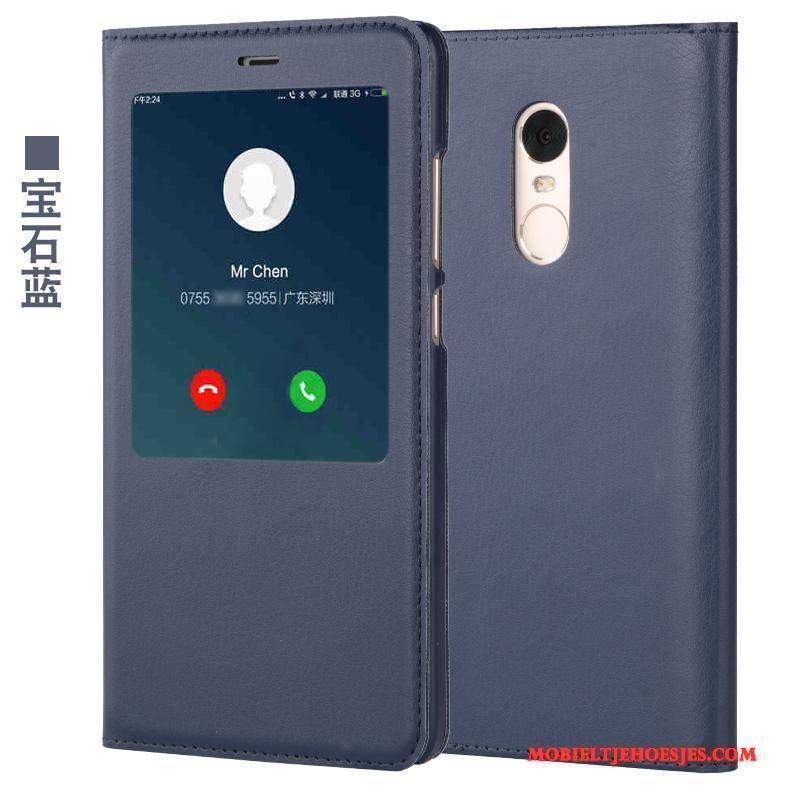 Redmi Note 4x Hoesje Telefoon Zwart Anti-fall Folio Rood Mini Leren Etui
