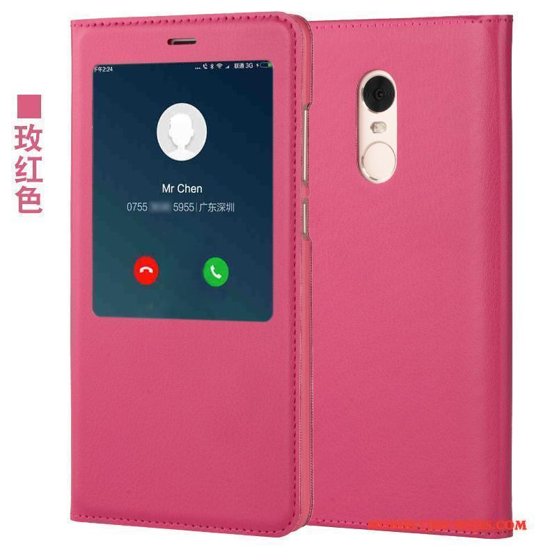 Redmi Note 4x Hoesje Telefoon Zwart Anti-fall Folio Rood Mini Leren Etui