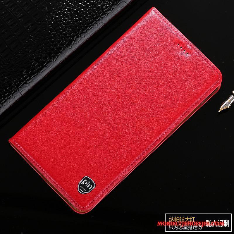 Redmi Note 4x Mobiele Telefoon Bescherming Echt Leer Folio Hoesje Telefoon Rood Leren Etui