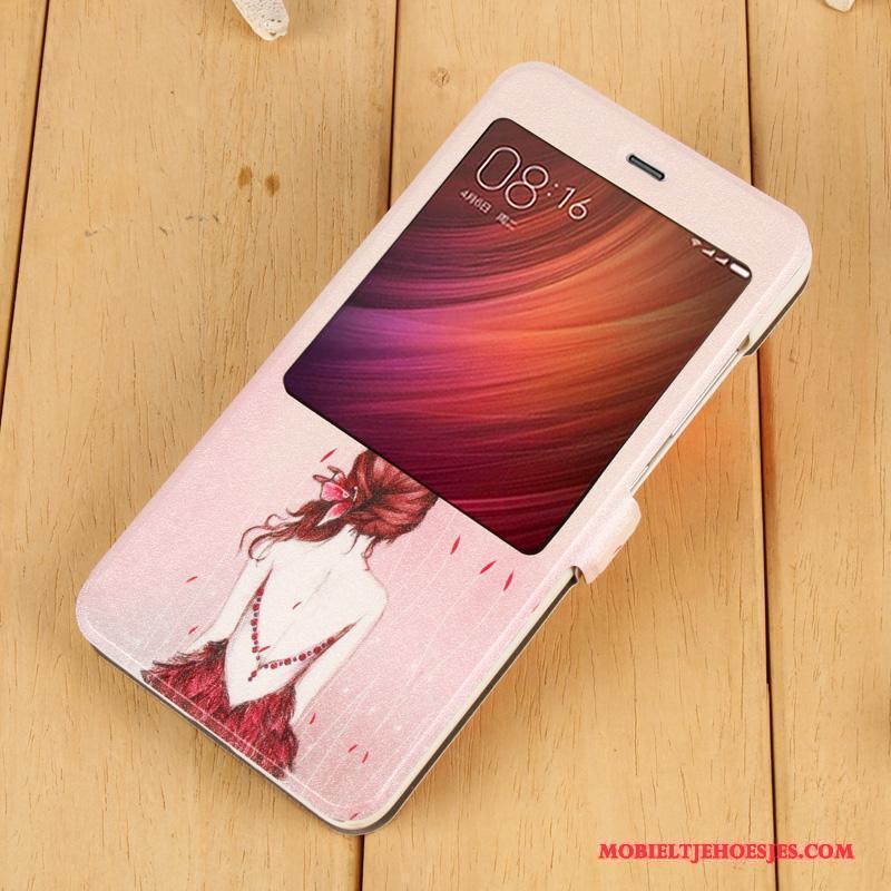 Redmi Note 4x Rood Hoes Anti-fall Leren Etui Mobiele Telefoon Clamshell Hoesje Telefoon