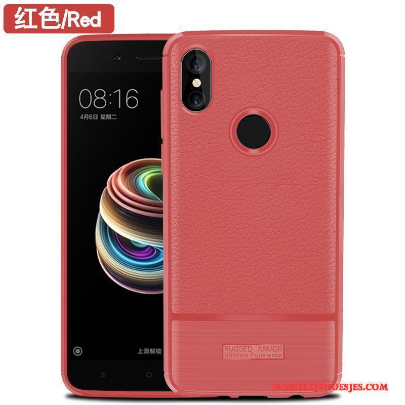 Redmi Note 5 All Inclusive Blauw Scheppend Bescherming Hoesje Rood Siliconen