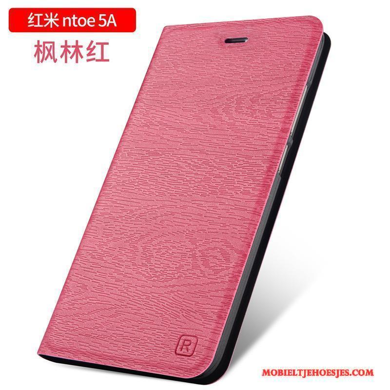 Redmi Note 5a Hoesje Telefoon Bescherming Rood Clamshell Anti-fall Leren Etui