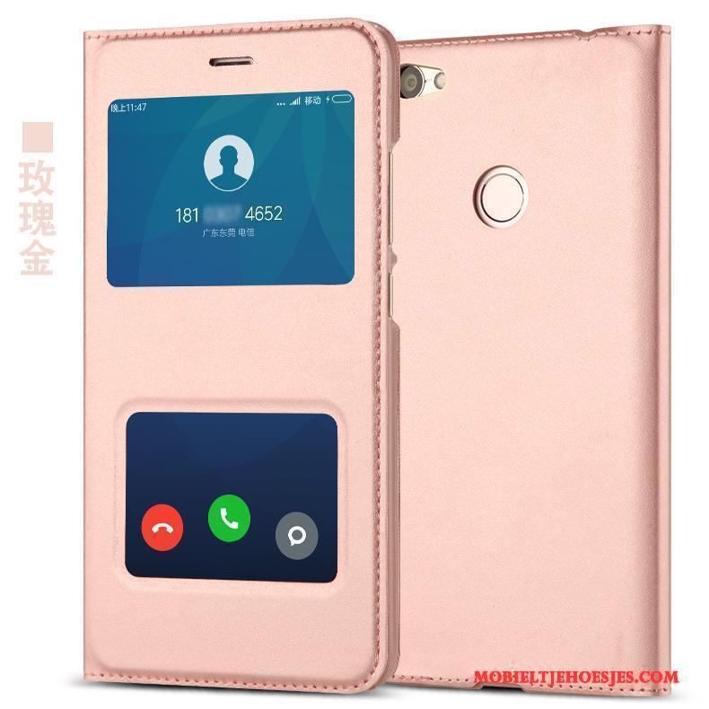 Redmi Note 5a Hoesje Telefoon Zwart Bescherming Anti-fall Leren Etui Rood Clamshell