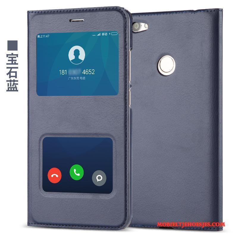 Redmi Note 5a Hoesje Telefoon Zwart Bescherming Anti-fall Leren Etui Rood Clamshell