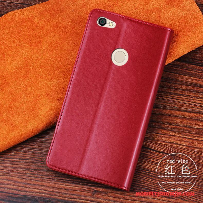 Redmi Note 5a Leren Etui Hoesje Telefoon Bescherming Anti-fall Rood All Inclusive