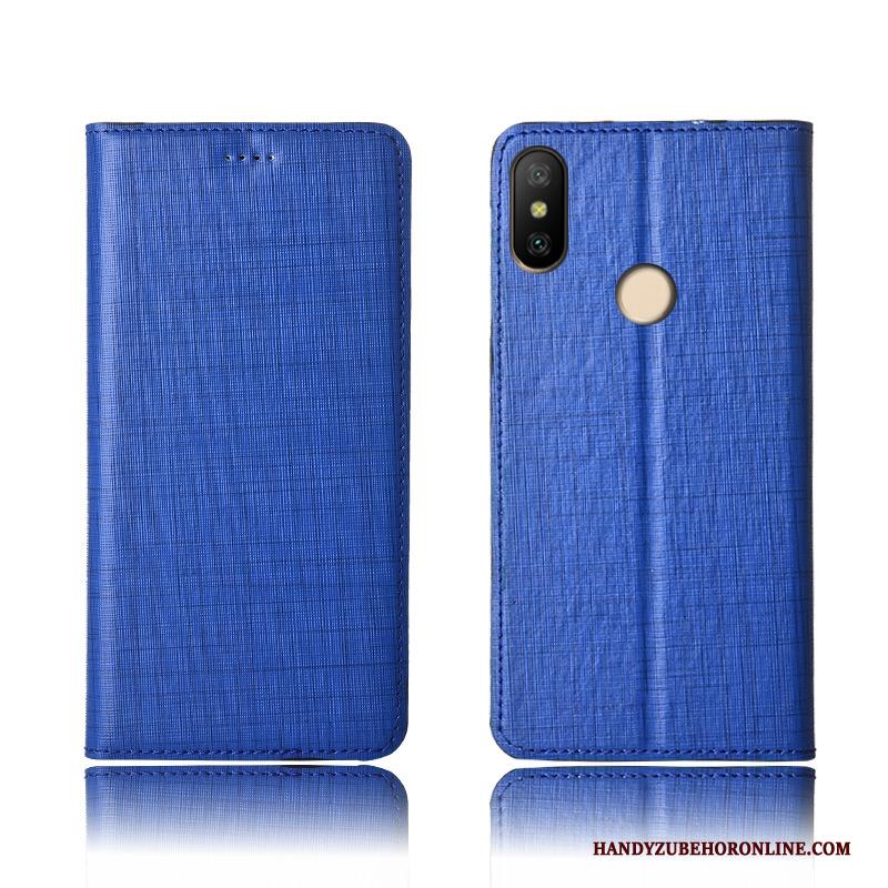 Redmi Note 6 Pro All Inclusive Clamshell Echt Leer Hoes Blauw Zacht Hoesje Telefoon