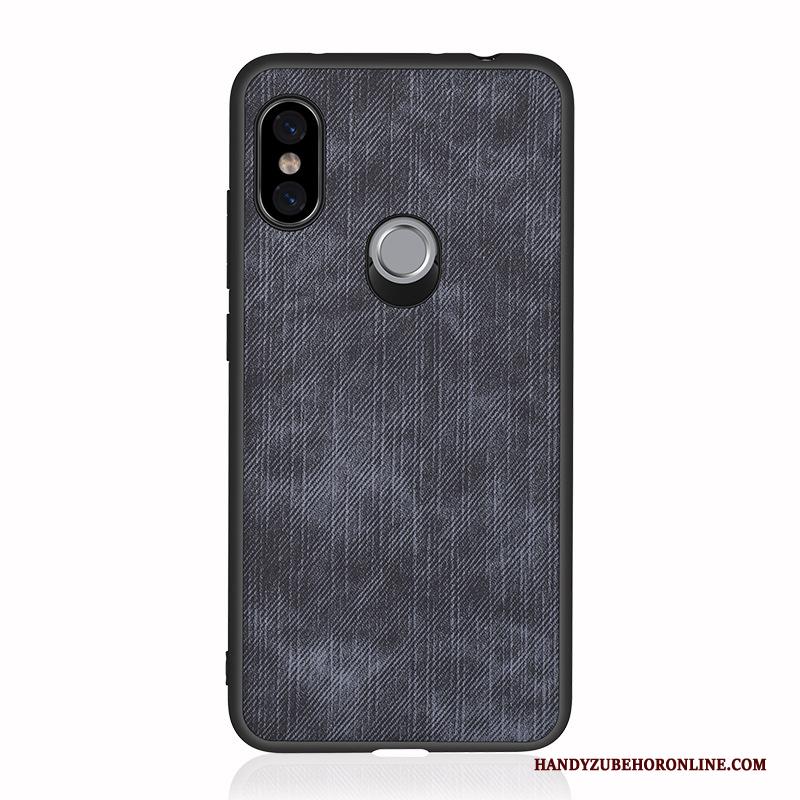 Redmi Note 6 Pro Hoes Hoesje Telefoon Denim Patroon Rood Bescherming Voor