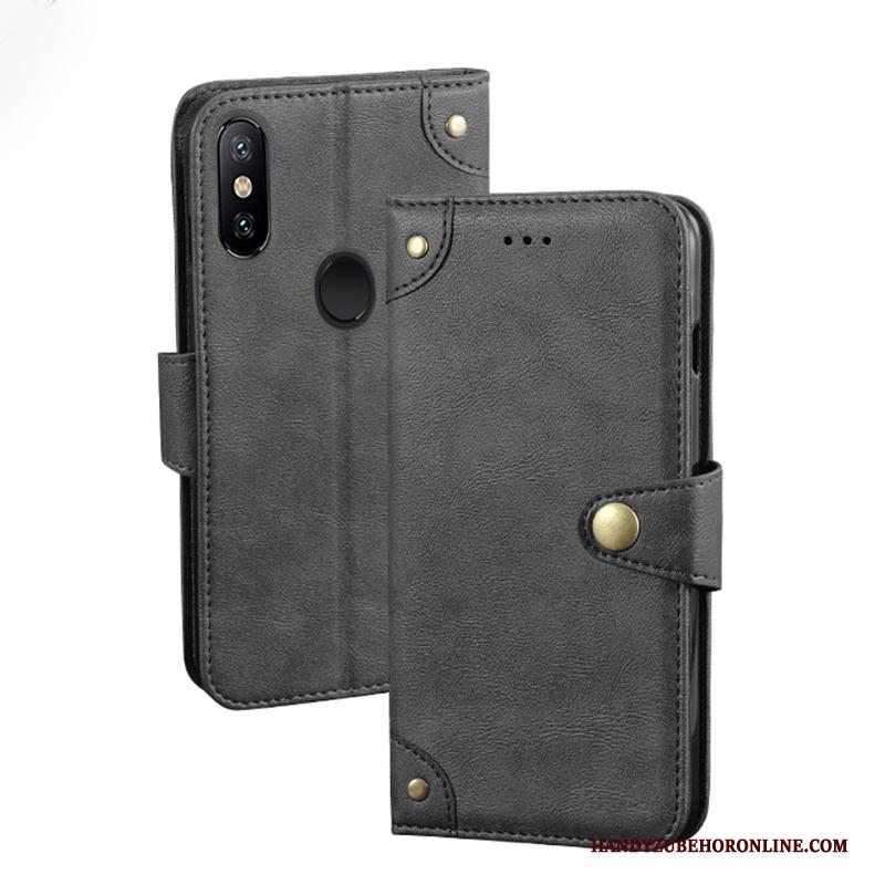 Redmi Note 6 Pro Portemonnee Leren Etui Bescherming Hoesje Telefoon Rood Ondersteuning Folio