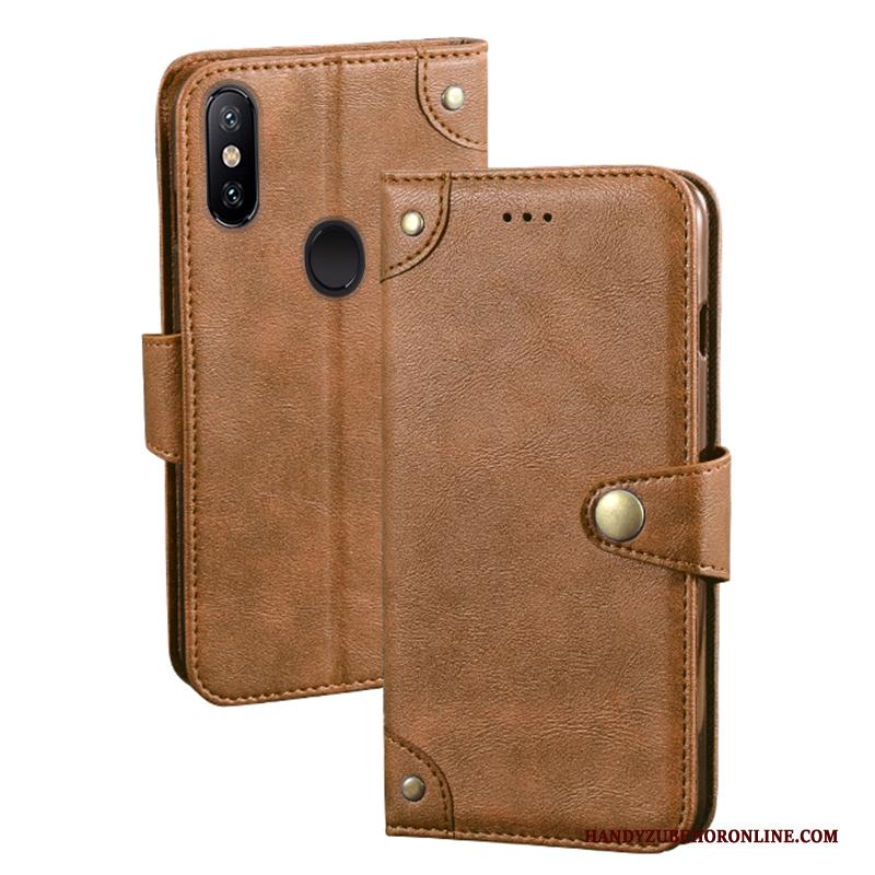 Redmi Note 6 Pro Portemonnee Leren Etui Bescherming Hoesje Telefoon Rood Ondersteuning Folio