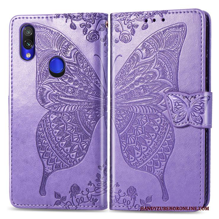 Redmi Note 7 All Inclusive Anti-fall Leren Etui Rood Purper Clamshell Hoesje Telefoon