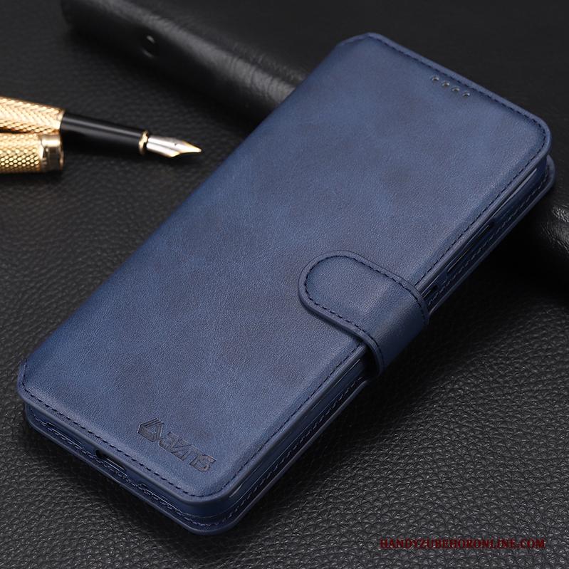 Redmi Note 7 Hoesje Eenvoudige Bedrijf Anti-fall Bescherming Leren Etui Folio Rood