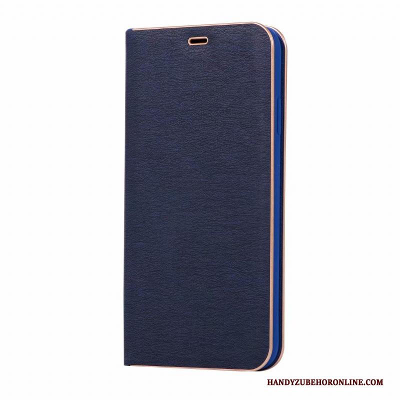 Redmi Note 7 Mobiele Telefoon Anti-fall Hoesje Telefoon Ondersteuning All Inclusive Donkerblauw Leren Etui